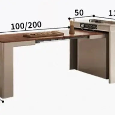 3-in-1 Extendable Island Table & Solid Wood Sideboard — detail view 07