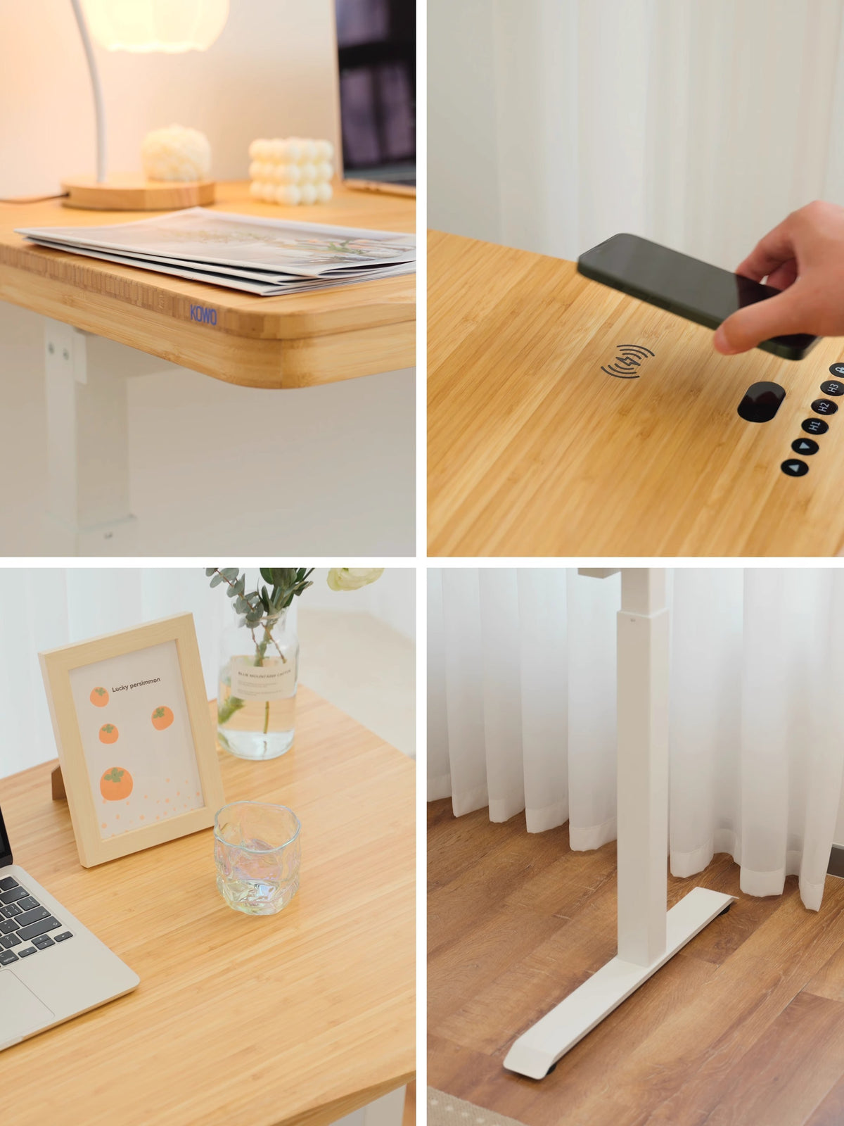 Bamboo-Top Electric Height-Adjustable Desk — detail view 03