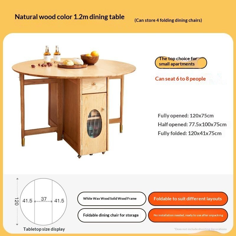 Compact Solid Wood Round Dining Table — detail view 04