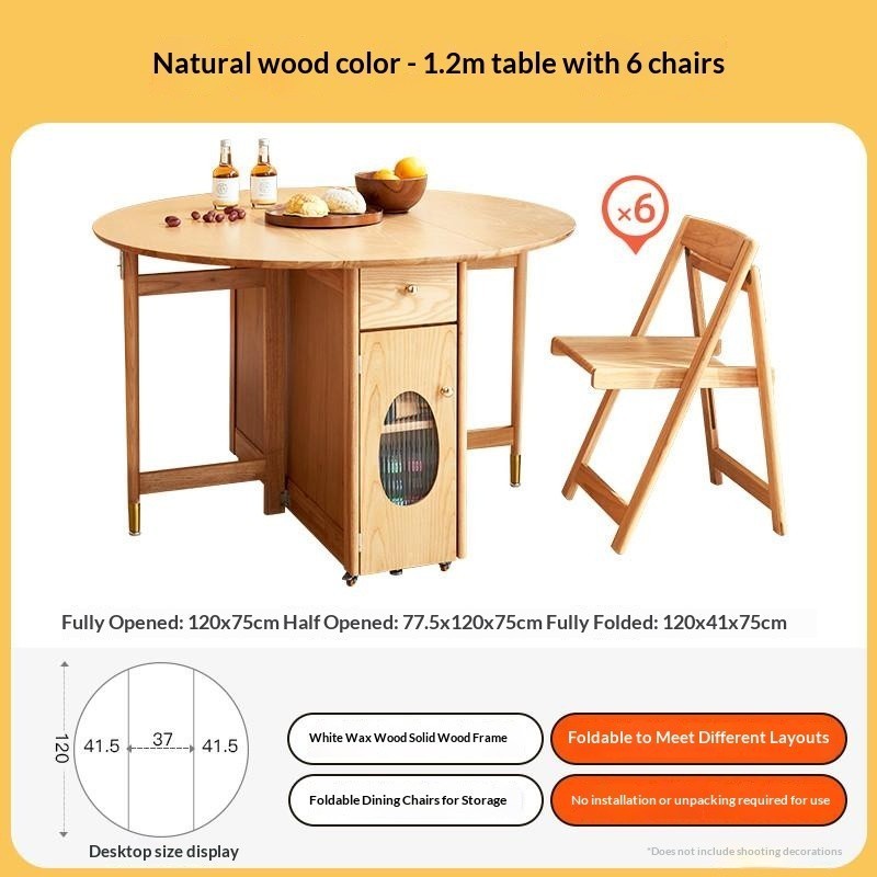 Compact Solid Wood Round Dining Table — detail view 05