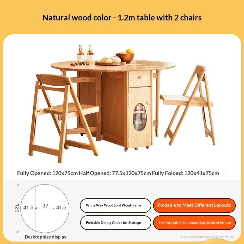 Compact Solid Wood Round Dining Table — detail view 06