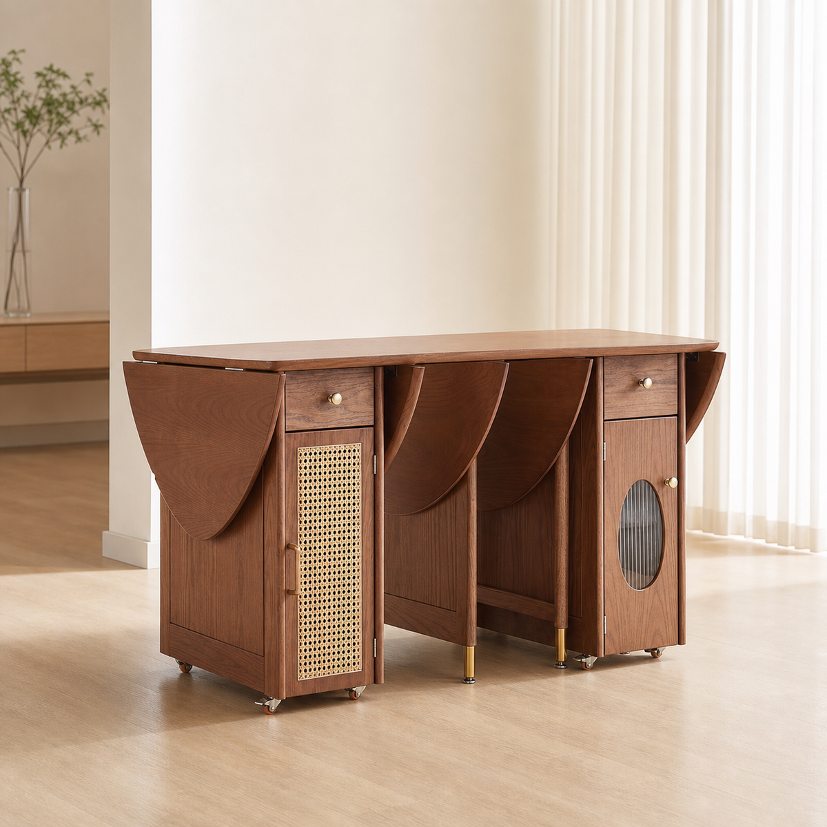 Compact Solid Wood Round Dining Table