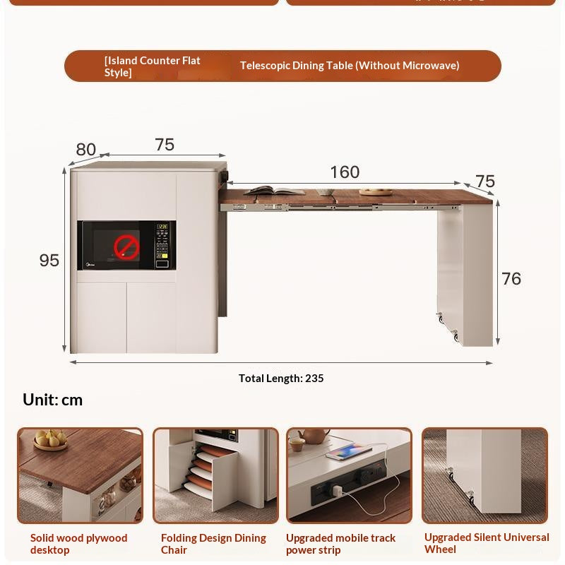 Convertible Dining Sideboard, Island Counter & Table — detail view 05