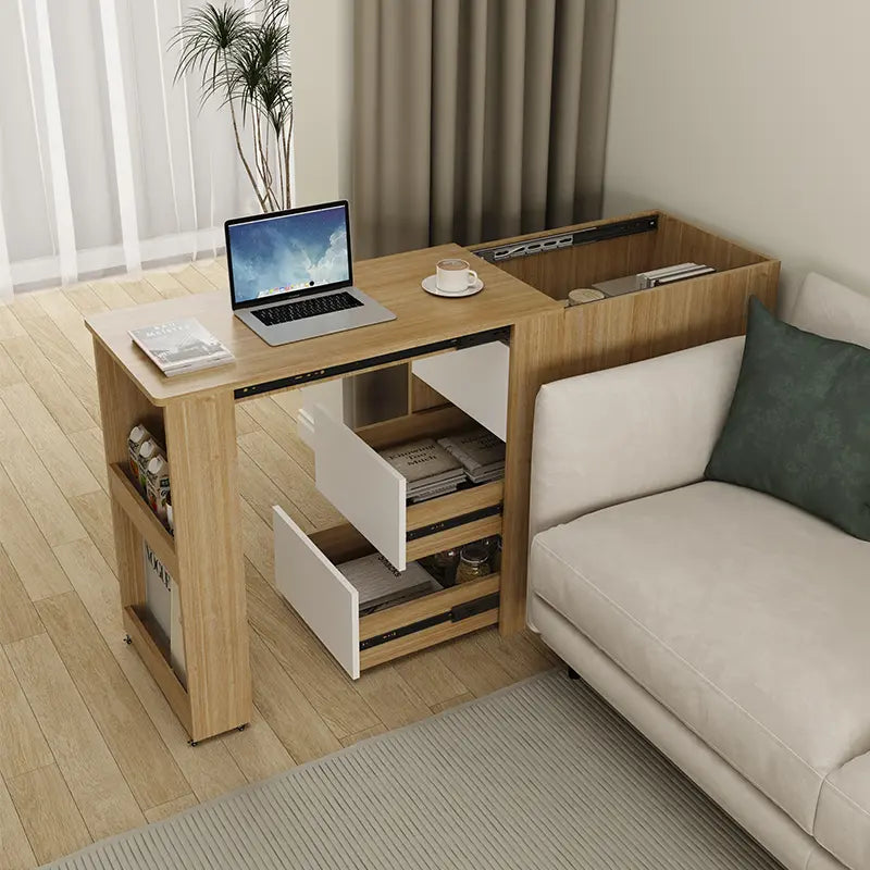 Custom Sliding Narrow Sideboard & Pull-Out Desk — detail view 01