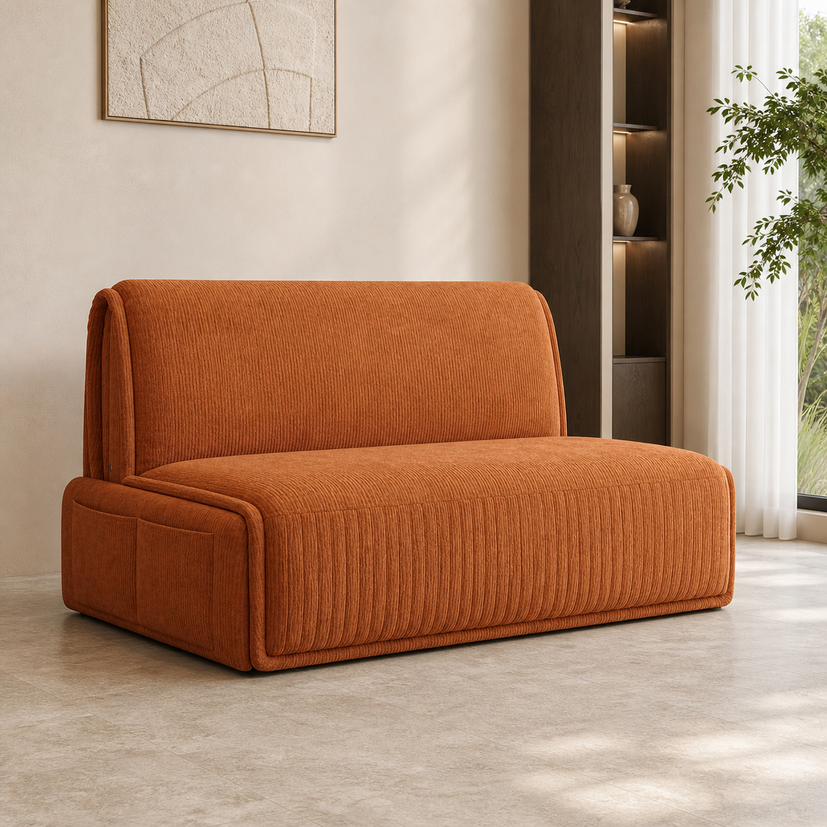 Electric Sofa Bed With Storage & Pet-Resistant Fabric