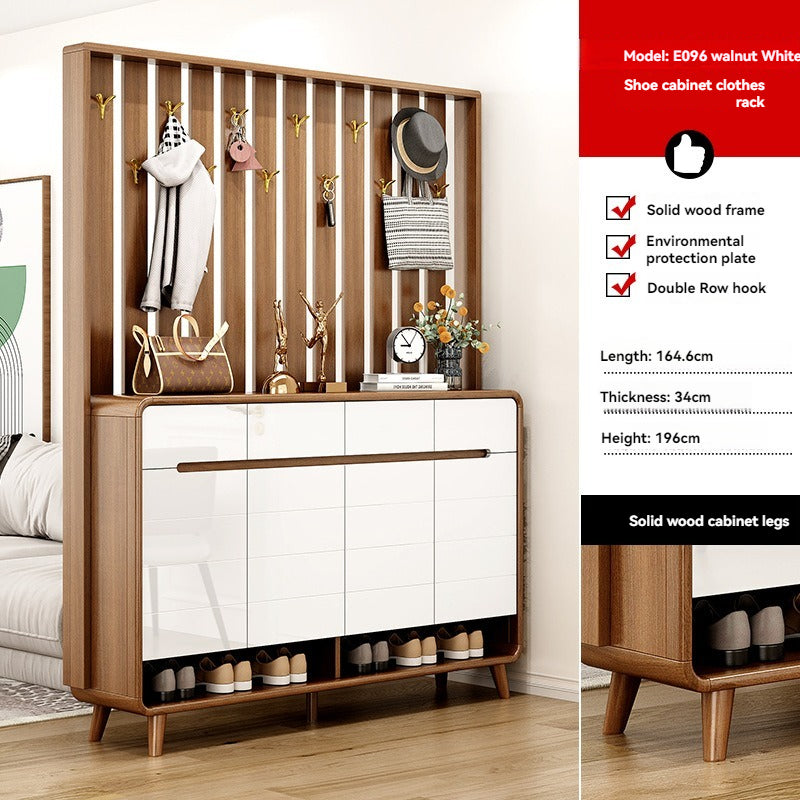 Entryway Shoe Cabinet With Coat Hooks & Storage — detail view 05