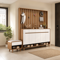 Entryway Shoe Cabinet With Coat Hooks & Storage