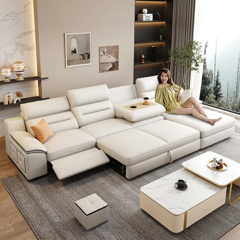 Genuine Leather Electric Storage Sofa Bed — detail view 02