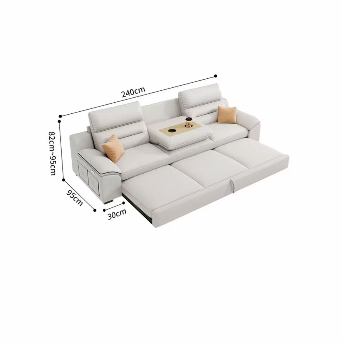 Genuine Leather Electric Storage Sofa Bed — detail view 04