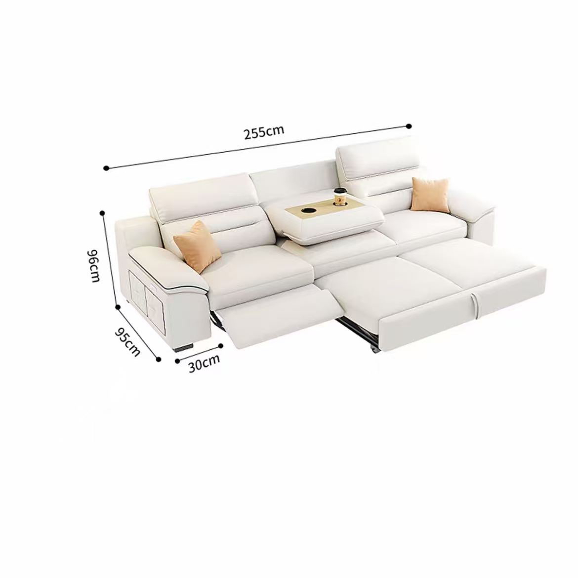 Genuine Leather Electric Storage Sofa Bed — detail view 05