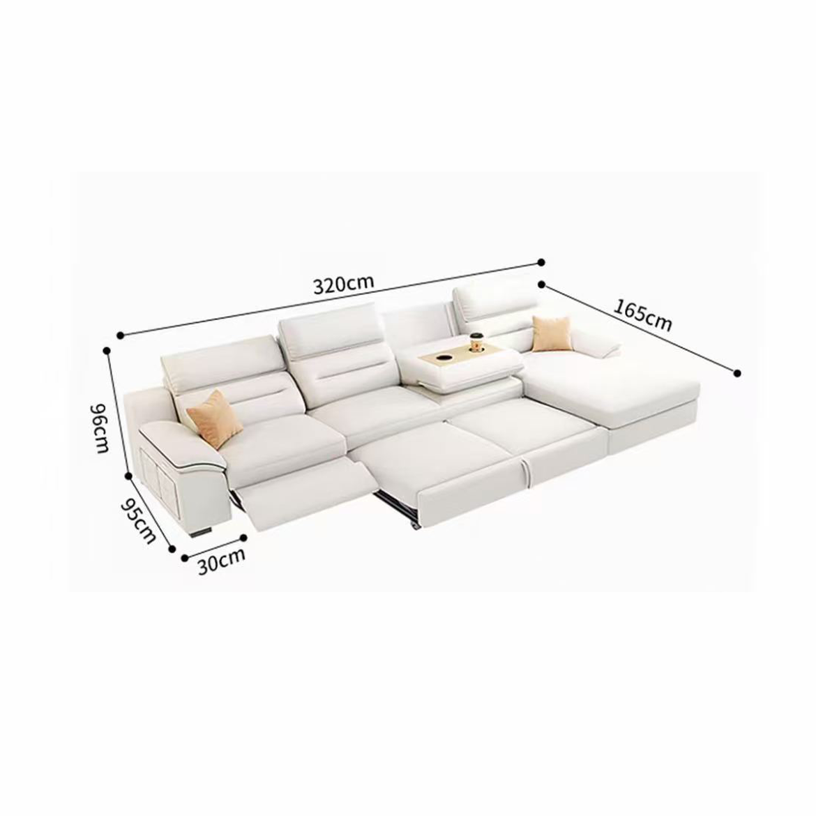 Genuine Leather Electric Storage Sofa Bed — detail view 07