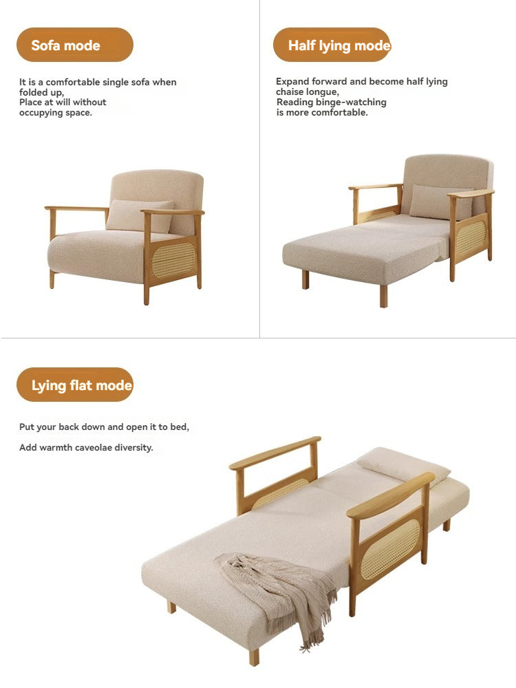 Japanese-Style Solid Wood Sliding Sofa Bed — detail view 04