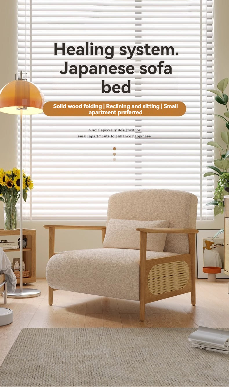 Japanese-Style Solid Wood Sliding Sofa Bed — detail view 05
