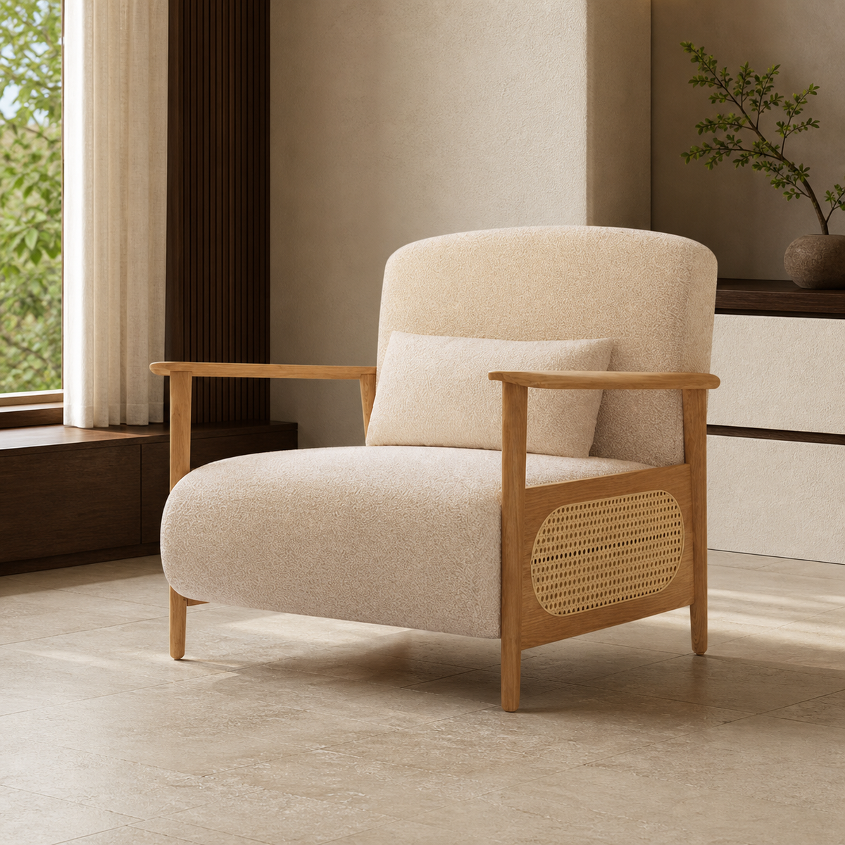 Japanese-Style Solid Wood Sliding Sofa Bed