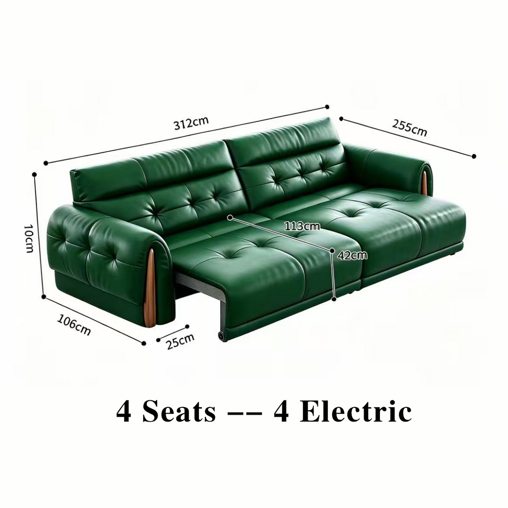 Mid-Century Top-Grain Leather Electric Sofa Bed — detail view 07