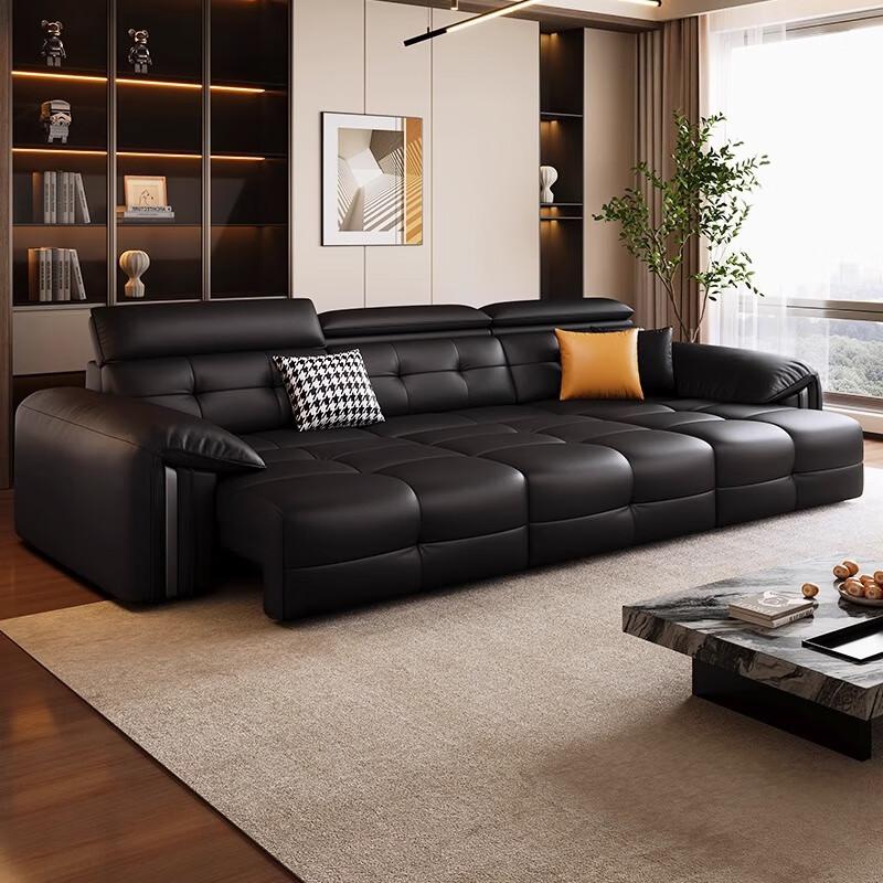 Modern Leather Power Reclining Sectional Sofa — detail view 01