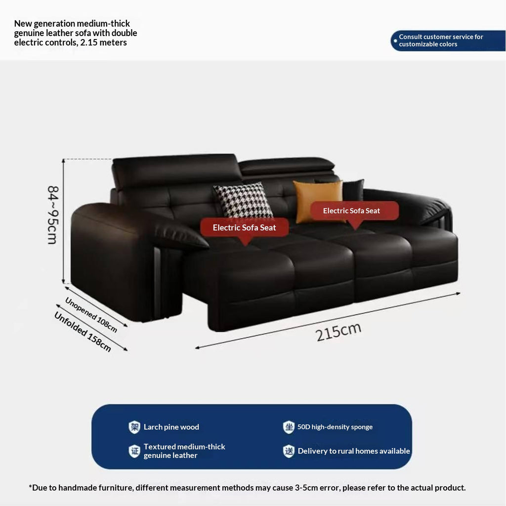 Modern Leather Power Reclining Sectional Sofa — detail view 02