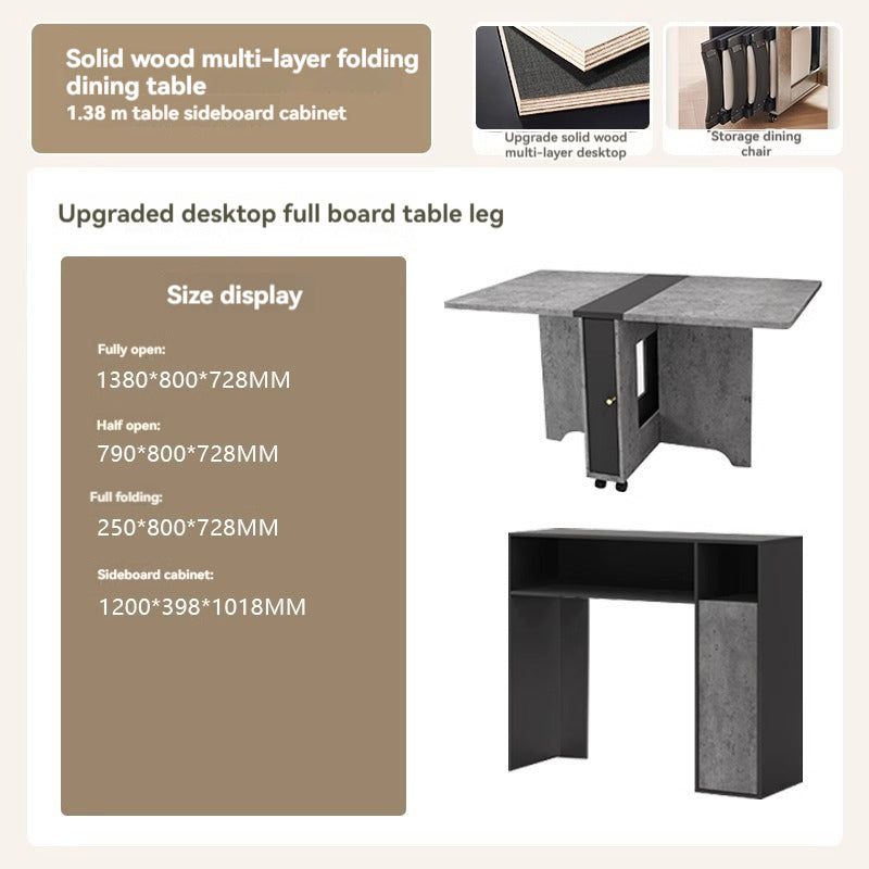 Nordic Extendable Folding Dining Table for Small Spaces — detail view 06