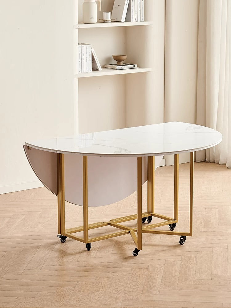 Round Sintered-Stone Folding Dining Table With Storage — detail view 01