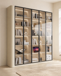 Solid Oak Curved-Glass Bookcase & Display Cabinet