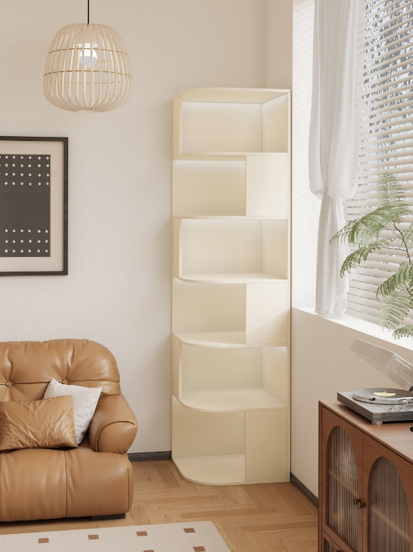 Solid Wood Corner Bookcase & Floor Storage Shelf — detail view 02