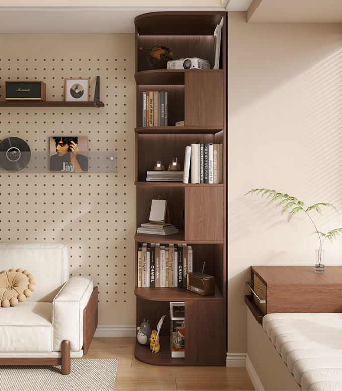 Solid Wood Corner Bookcase & Floor Storage Shelf — detail view 03