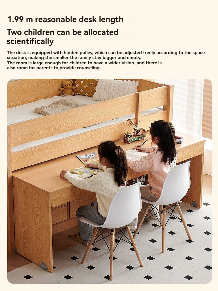 Solid Wood Loft Bed With Pull-Out Desk — detail view 02