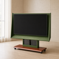 Solid Wood Mobile TV Stand Cart, Mid-Century Style