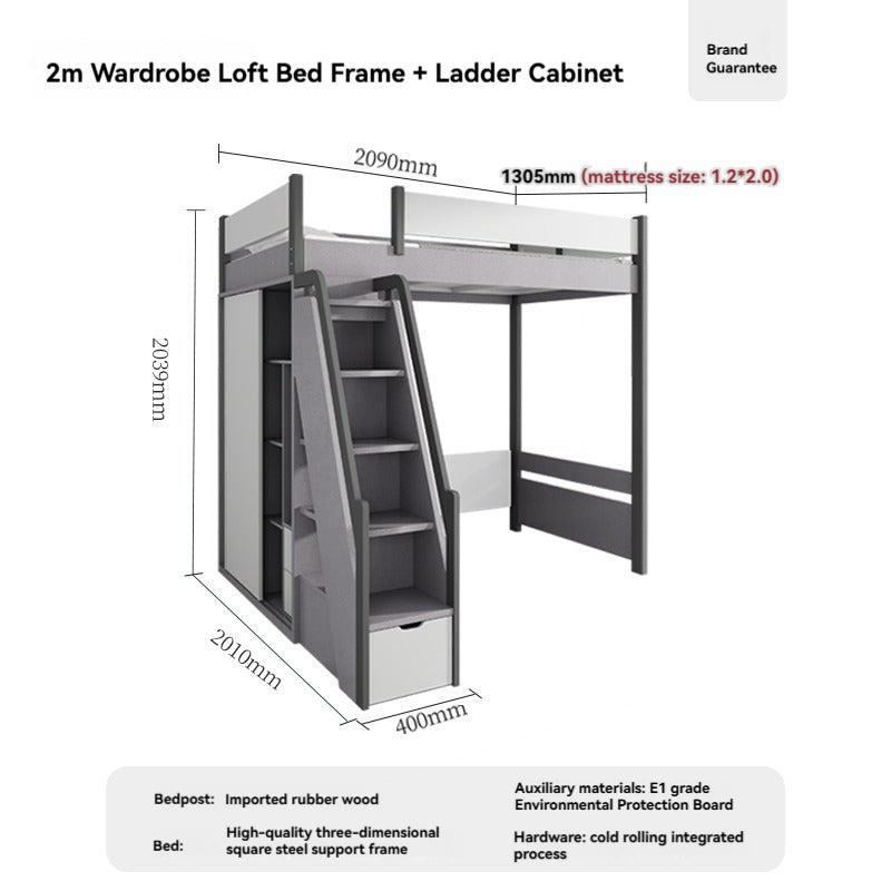 Space-Saving Staggered Bunk Bed With Desk & Storage — detail view 02