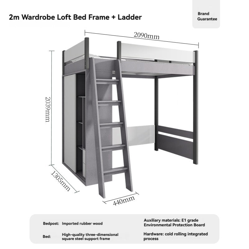 Space-Saving Staggered Bunk Bed With Desk & Storage — detail view 03