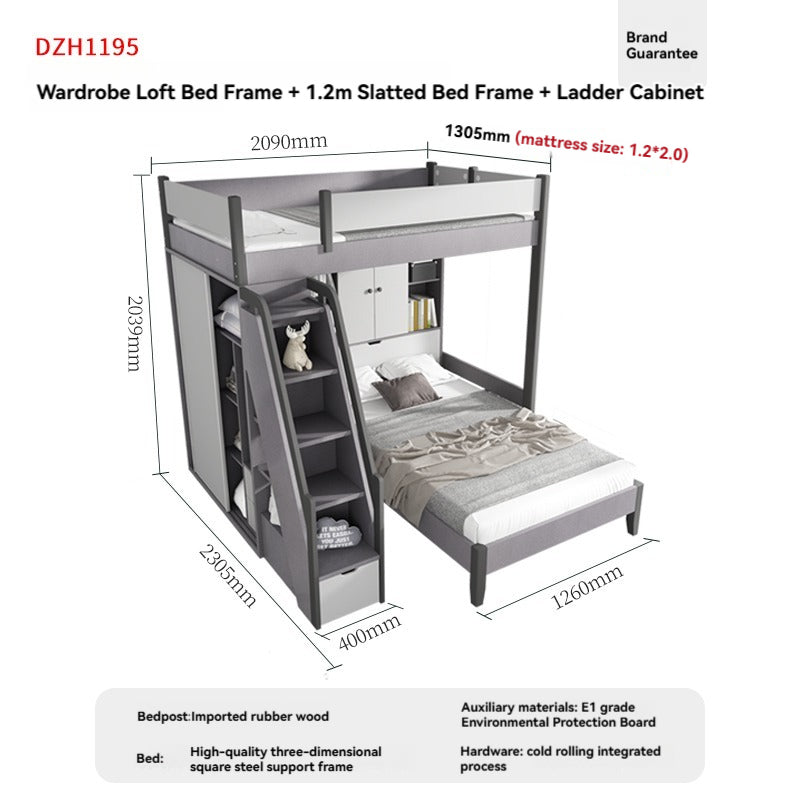Space-Saving Staggered Bunk Bed With Desk & Storage — detail view 04