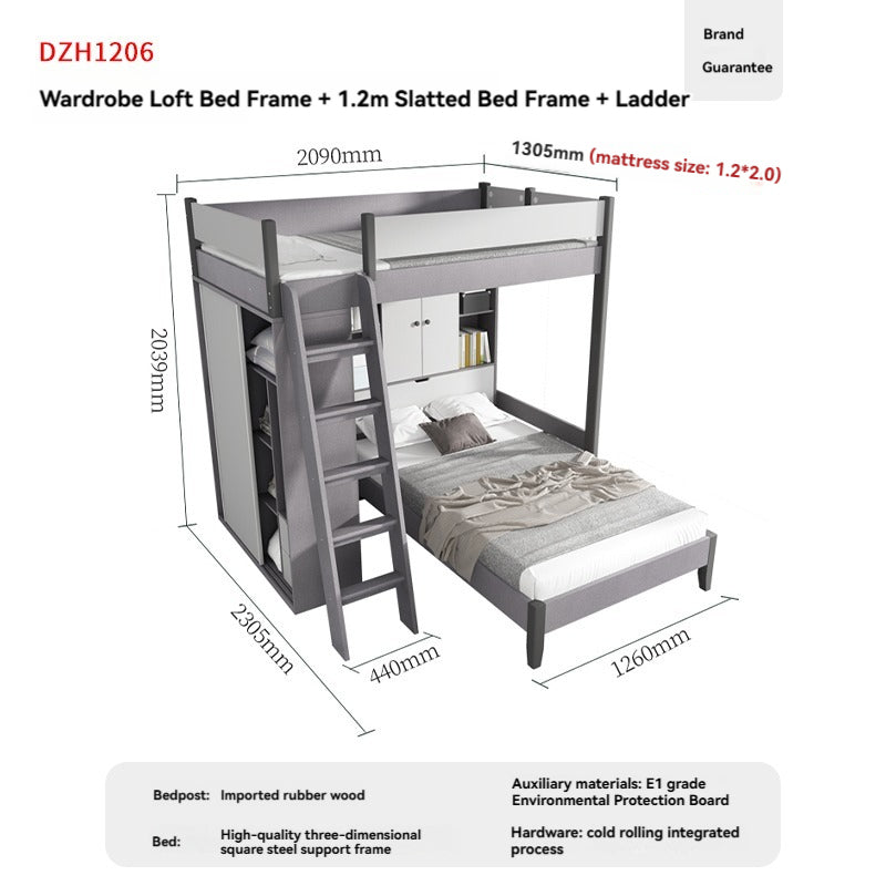 Space-Saving Staggered Bunk Bed With Desk & Storage — detail view 06