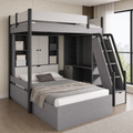Space-Saving Staggered Bunk Bed With Desk & Storage