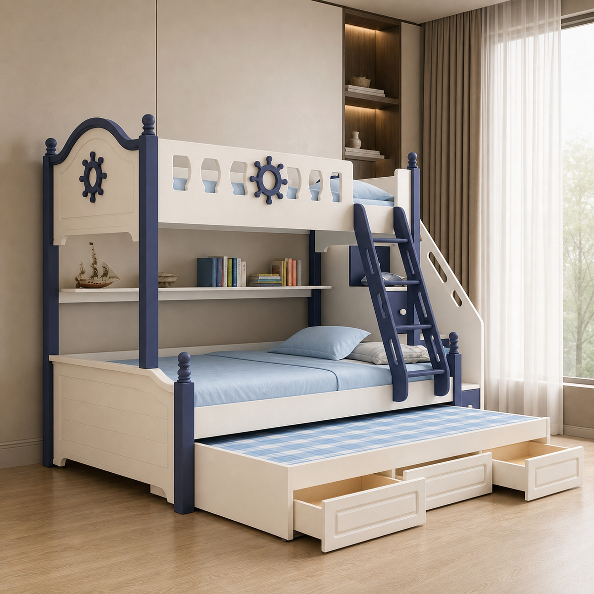 Staggered Bunk Bed for Compact Bedrooms