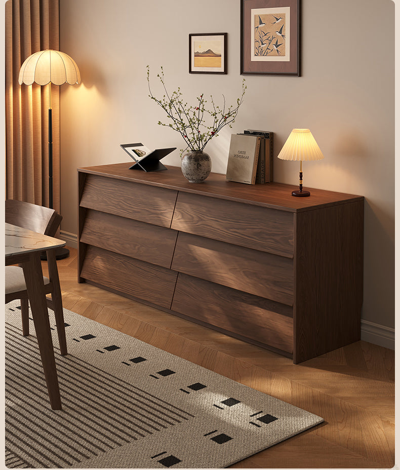 Vintage Solid Wood Six-Drawer Storage Chest — detail view 01