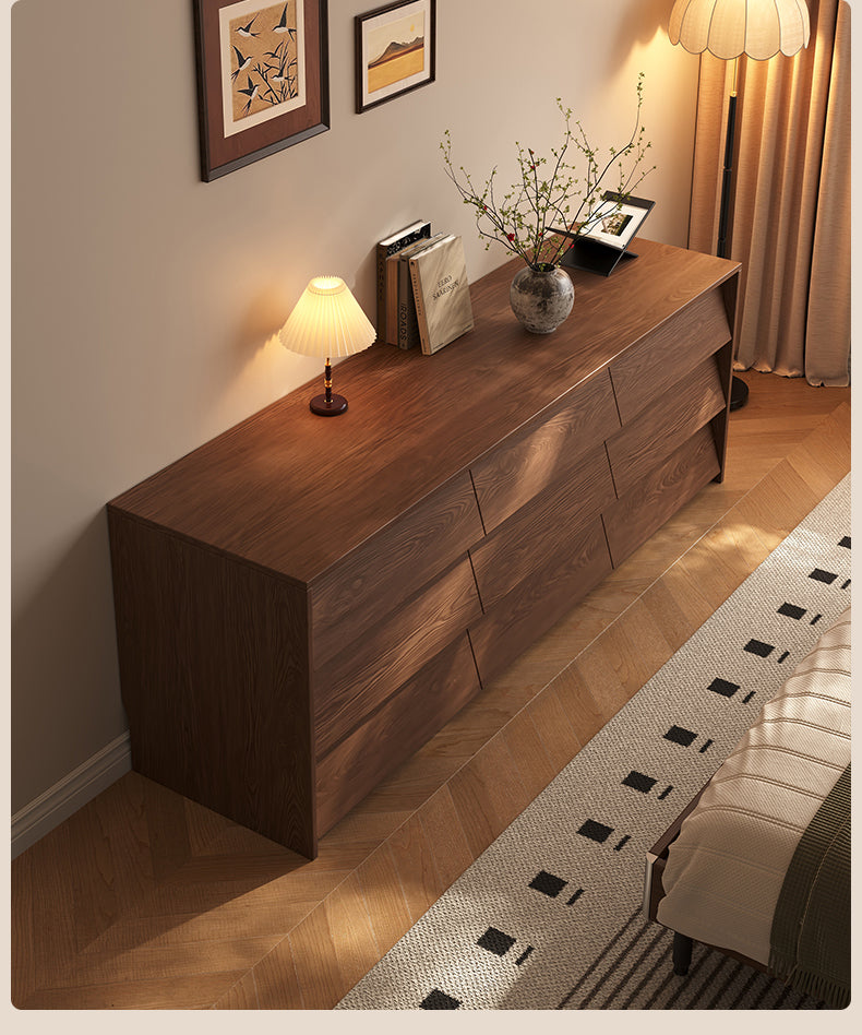 Vintage Solid Wood Six-Drawer Storage Chest — detail view 02