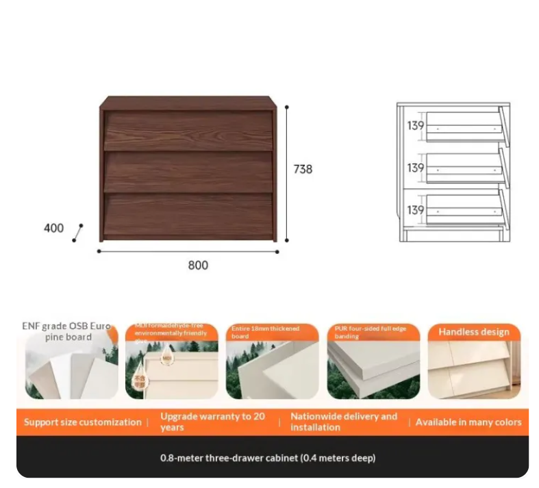Vintage Solid Wood Six-Drawer Storage Chest — detail view 07