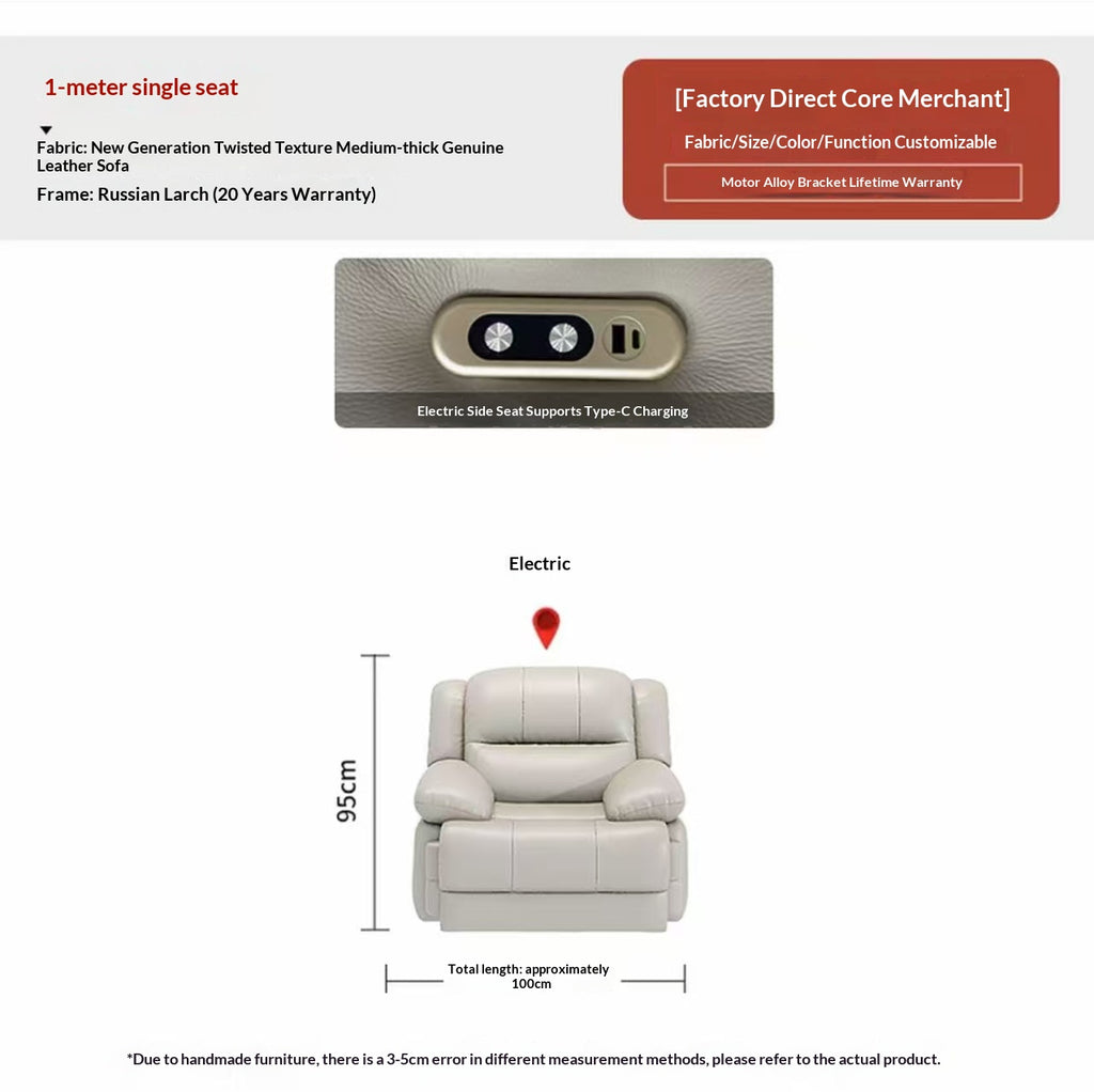 Wall-Hugger Power Recliner Sofa With USB, 1–4 Seater — detail view 02